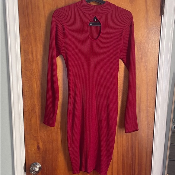Say What? Dresses & Skirts - Say What? Red Long Sleeve Ribbed Dress